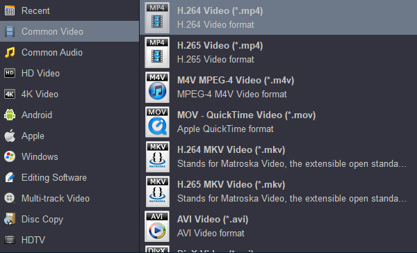 Convert HEVC video to H.264 MP4 for playing