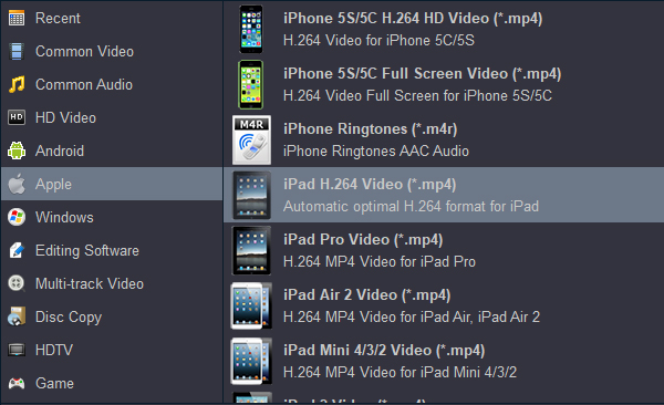 Convert video for playing on Apple iOS devices