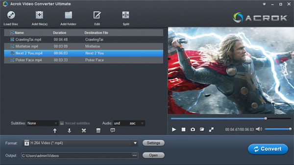 Load Lumix GH6 H.265 files into Acrok H.265 Video Converter