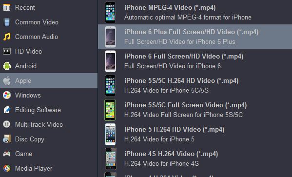 Rip Convert Blu-ray to H.264 MP4 for playing on iPhone 6S Plus