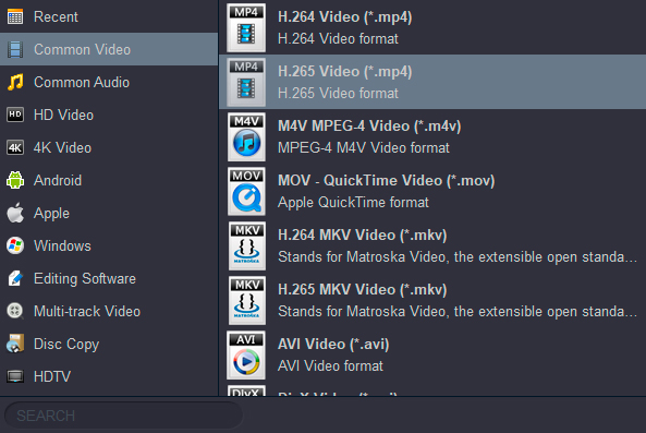 Convert Blu-ray video to  H.265/HEVC MP4