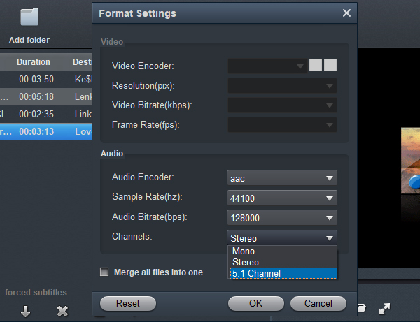 Stereo to 5.1 Converter - Settings