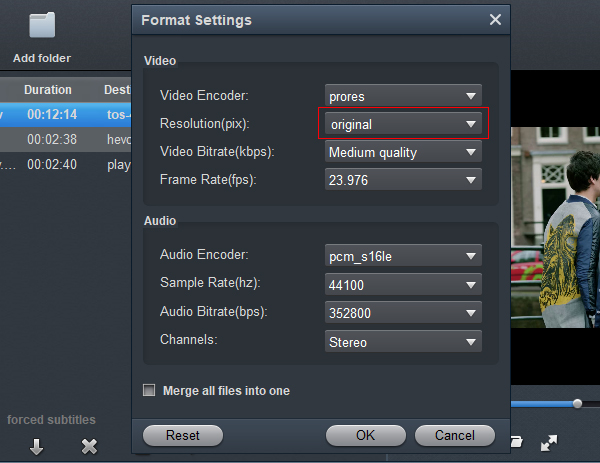 XAVC HS to ProRes Converter - Settings