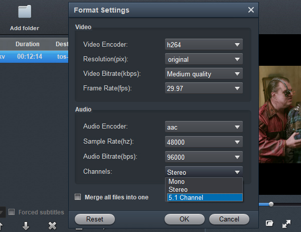 Convert video to other format with Dolby Digital 5.1