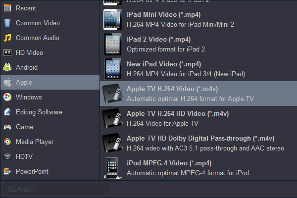 Convert H.265/HEVC to H.264 M4V for playing on Apple TV 4K