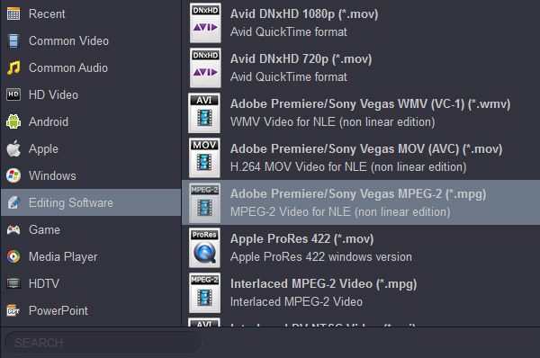 Convert MXFto MPEG-2 for editing in Premeire Pro CC