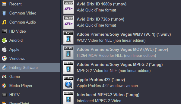 Vegas Pro supported video format