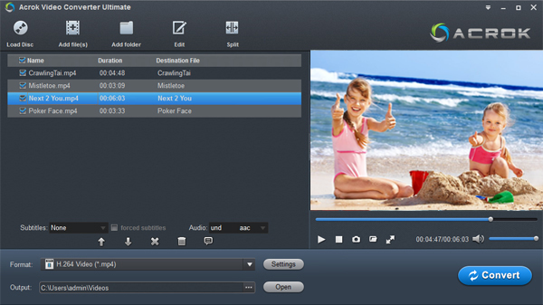 Load H.265 videos into H.265 to Premiere Pro CC Converter