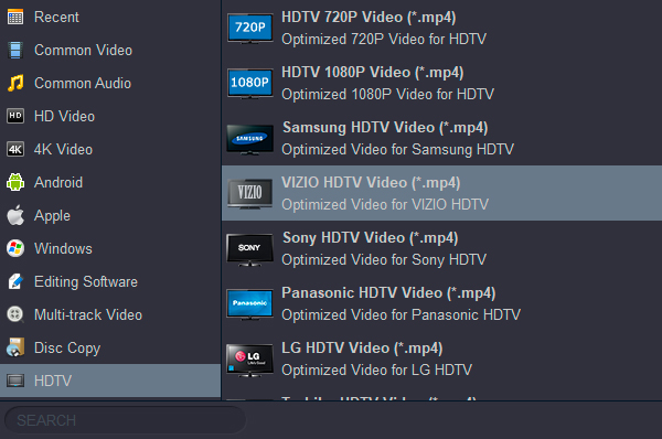 Convert MP4, MKV, AVI and Blu-ray to Vizio TV supported format