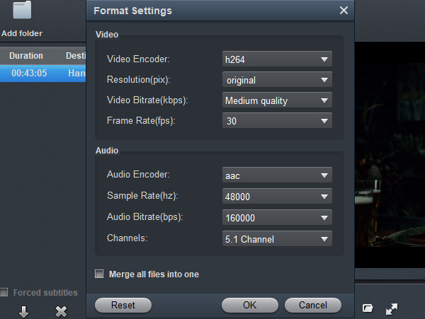 RAW Video Converter - output video format settings