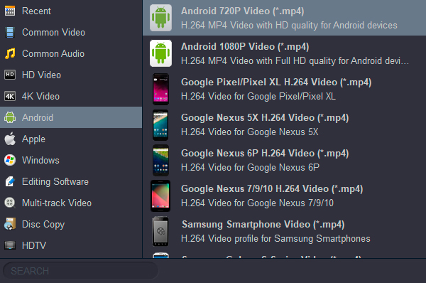 Convert video for playing on Android devices