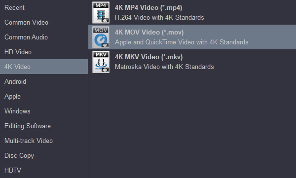 Convert video to 4K MOV for editing in Final Cut Pro