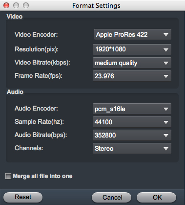RED RAW Video Converter - Settings
