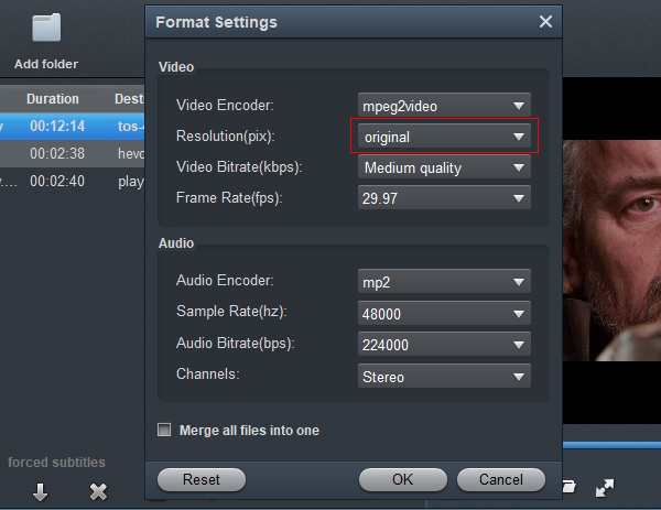 MXF to MPEG-2 Converter - Setings