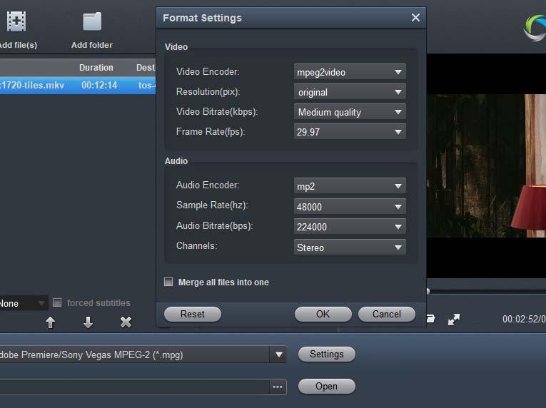 H.265/HEVC to After Effects Converter - Settings