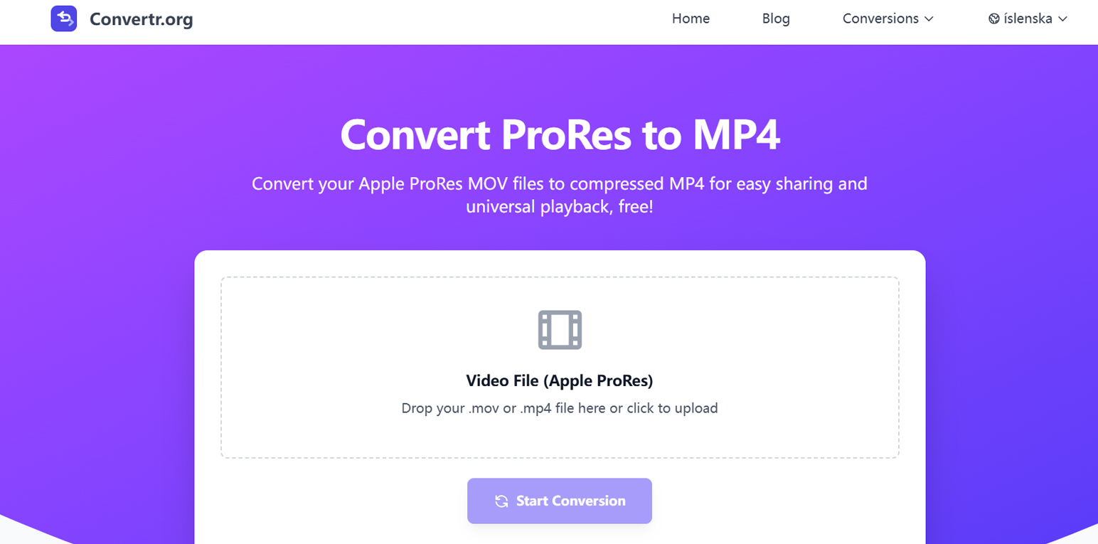 Convertrorg - Free ProRes to MP4 Covnerter Online