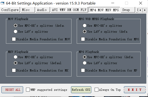 recommended settings for windows media player codec