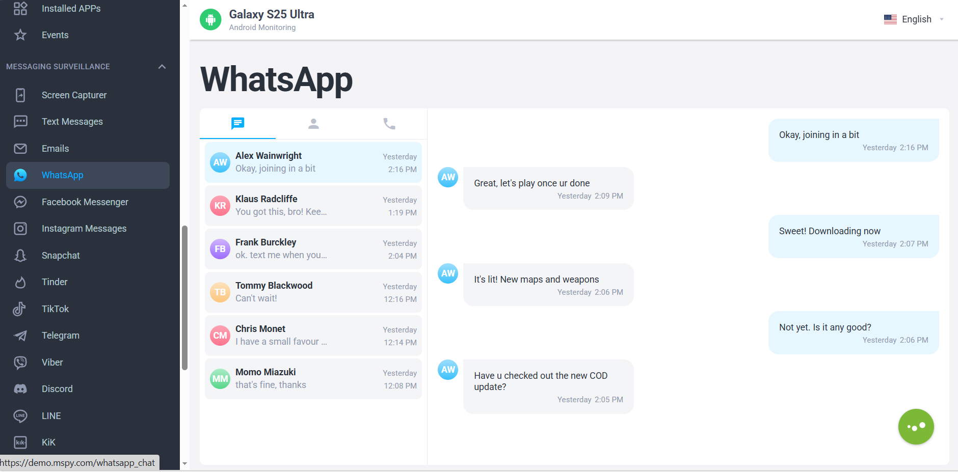 WhatsApp monitoring app for Android
