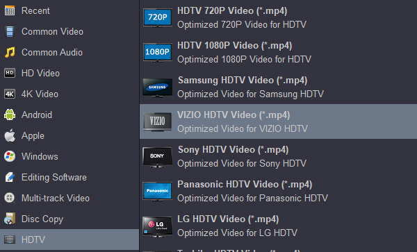 Convert video to H.264 MP4 for Vizio HD TV
