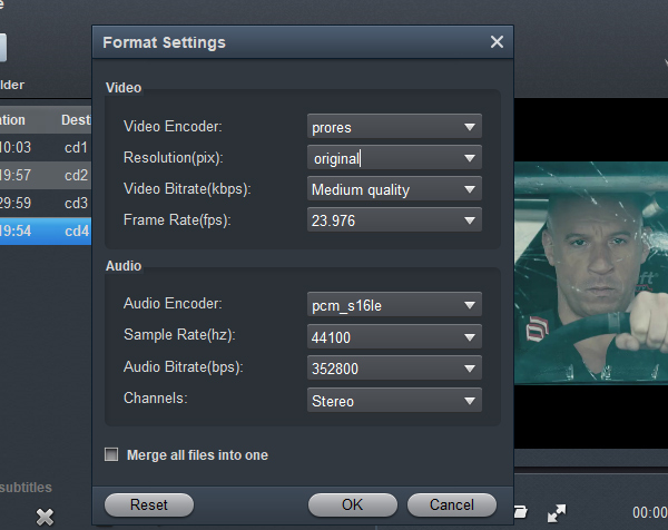 MOV to DaVinci Resolve Converter - Settings