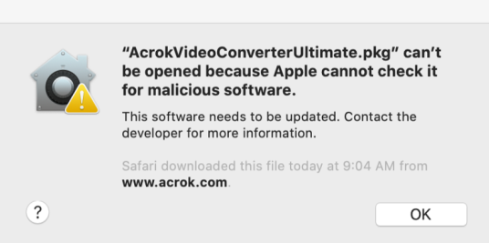 The way to install Acrok 64bit Mac version on macOS Catalina