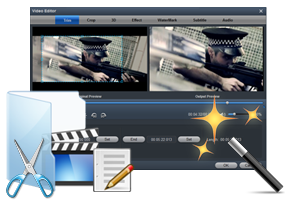 You can edit video via Acrok Video Converter on Windows
